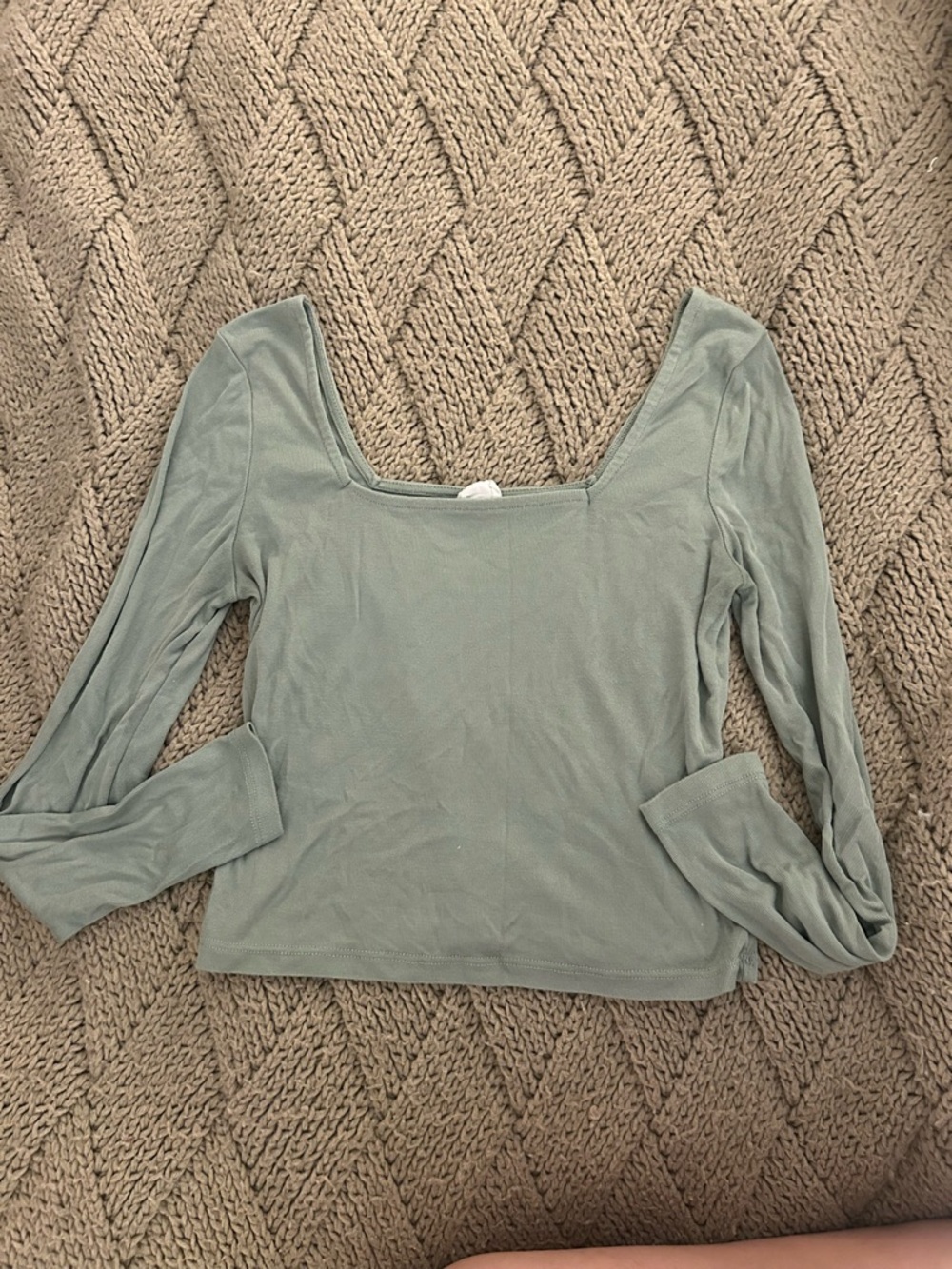 Cotton On Square-Neck Long Sleeve Top in Sage Green